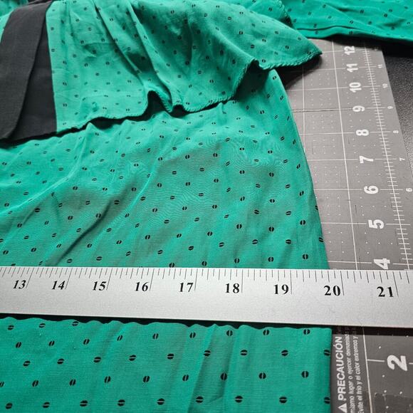 Vintage Kristina Peplum Dress Womens Size 6 Blue Polka Dot 80s Glam Rock Pinup - Picture 12 of 14